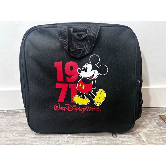 Walt Disney World 1971 Mickey Mouse Foldable Black Travel Gym Tote Duffel Bag - Picture 1 of 4